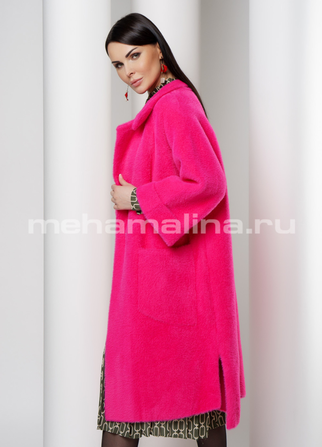 Женское пальто из микроворса модель № 1856 универмаг малина