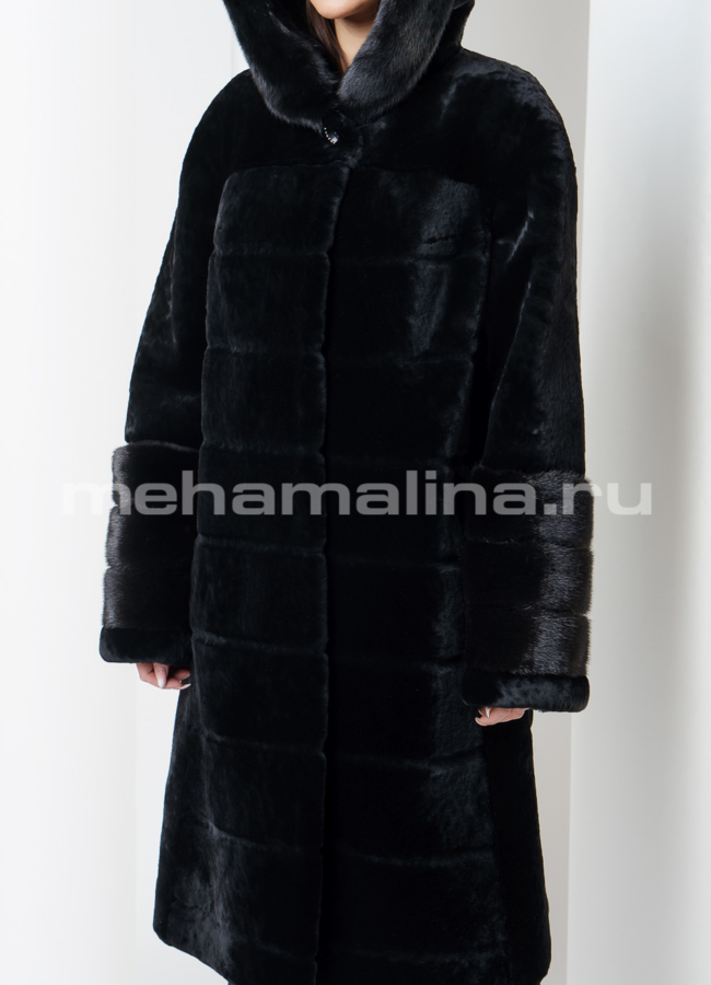 Шуба с капюшоном модель № S-560 универмаг малина