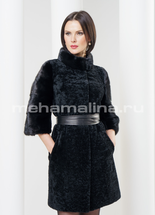 Шуба астраган с норкой модель № S-318 универмаг малина