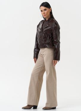 Куртка косуха из эко кожи коричневого цвета Куртка косуха из эко кожи коричневого цвета