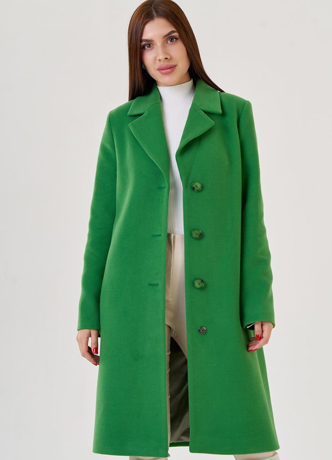 Пальто женское зеленого цвета модель № 79179 универмаг малина
