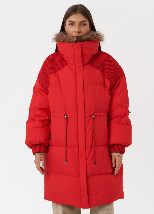 Пуховик с мехом лисы модель № 28828 универмаг малина
