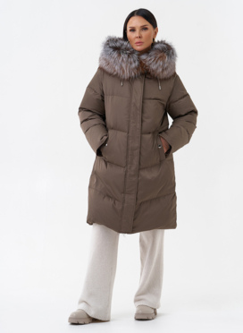 Пуховик с отделкой из меха блюфрост