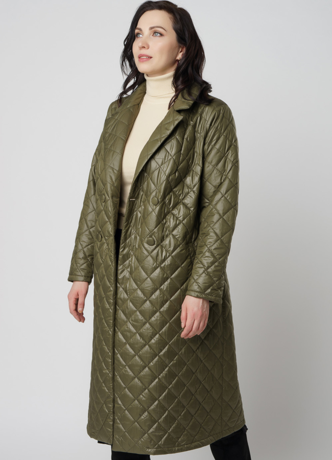 Женское демиезонное пальто зеленого цвета модель № 46 универмаг малина