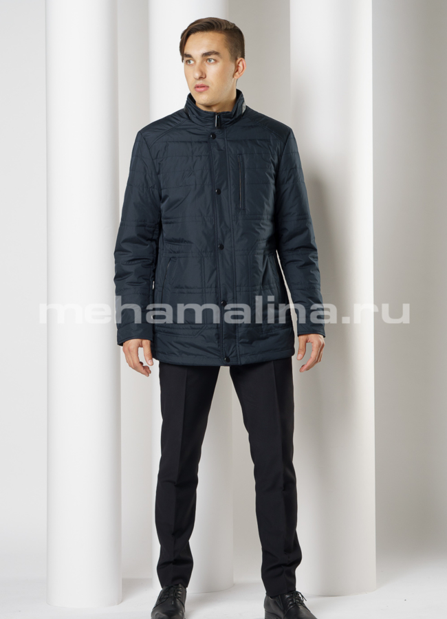 фото Куртка стеганая на кнопках, синего цвета модель № 1906