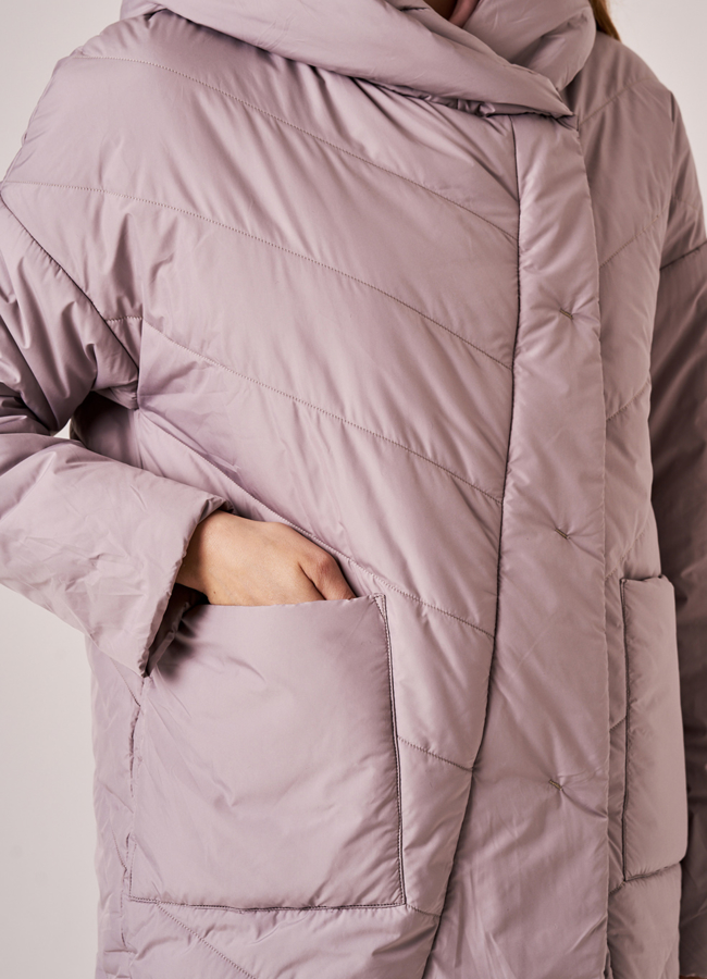 Утепленная куртка розового цвета модель №  в кредит