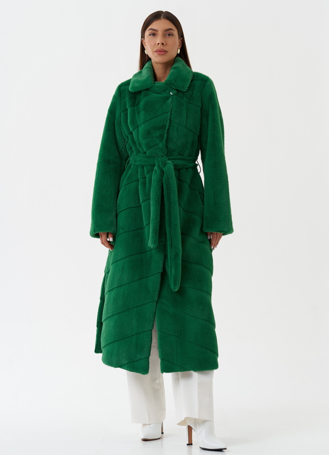 Пальто из эко меха с английским воротником модель № 26675 универмаг малина