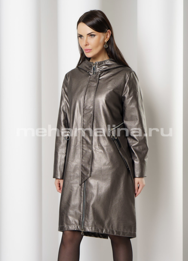 Плащ ovrsize на молнии с капюшоном модель № 858 универмаг малина