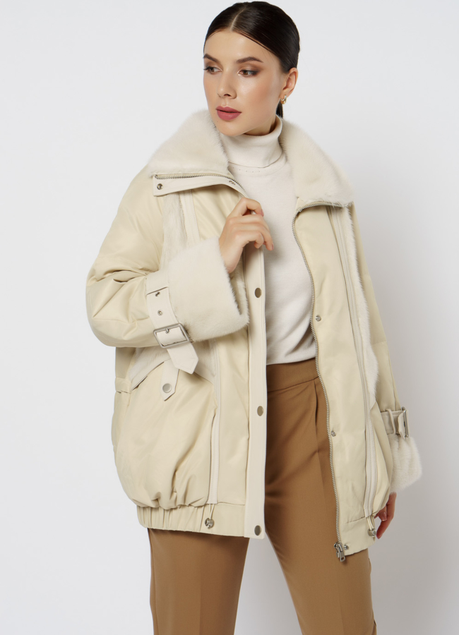 Женский пуховик с норкой модель № 20-078 универмаг малина