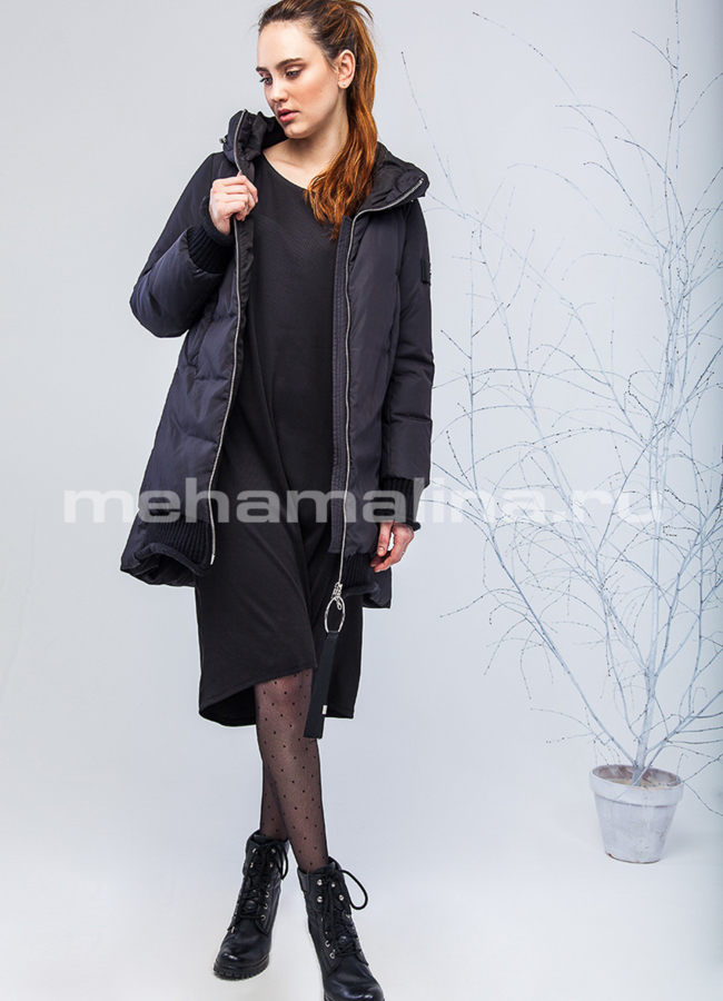 Пуховик с капюшоном модель № П-182 меха малина