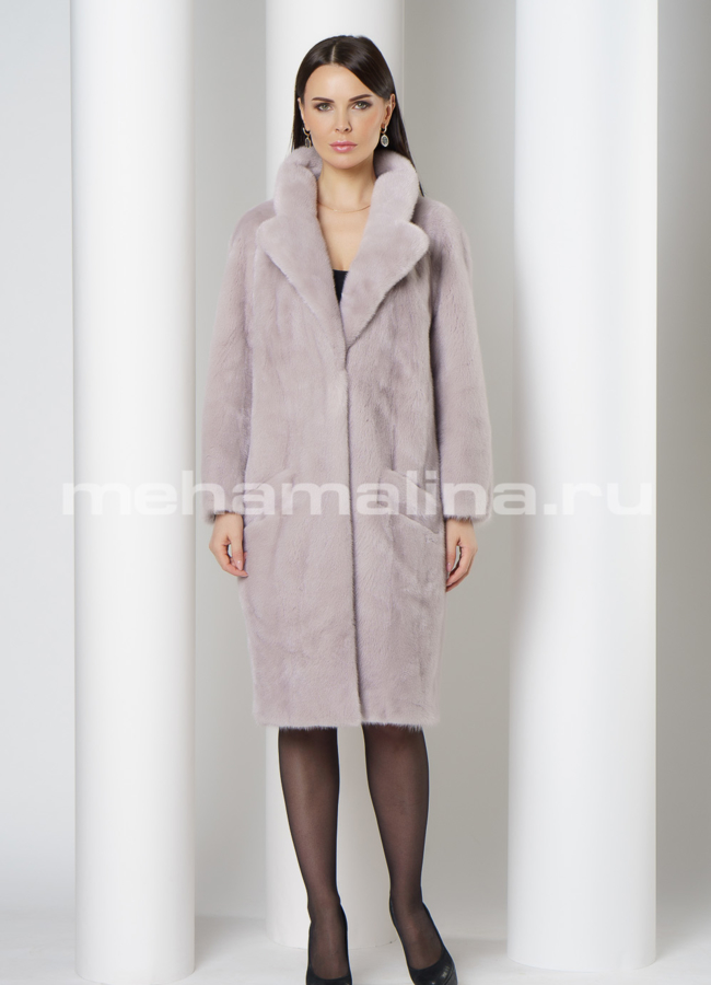 фото Норковая шуба с английским воротником модель № S-756