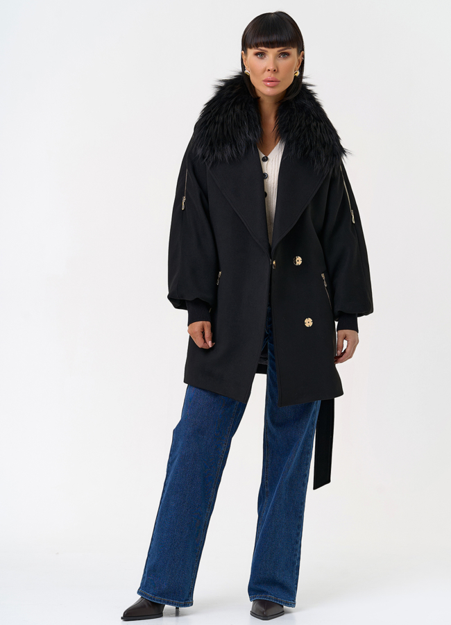 Утепленное женское пальто с английским воротником из меха лисы модель № 31551 универмаг малина Утепленное женское пальто с английским воротником из меха лисы модель № 31551 универмаг малина