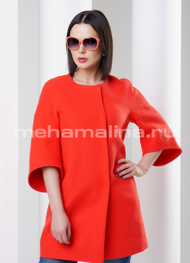 Женское пальто модель № BP-51 меха малина