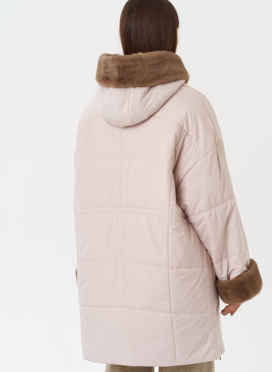 Пуховик с отделкой из эко меха под норку