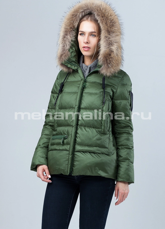 Куртка зимняя модель № П-229 меха малина