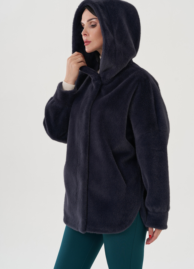 Женское полупальто с капюшоном  модель № 24724 универмаг малина