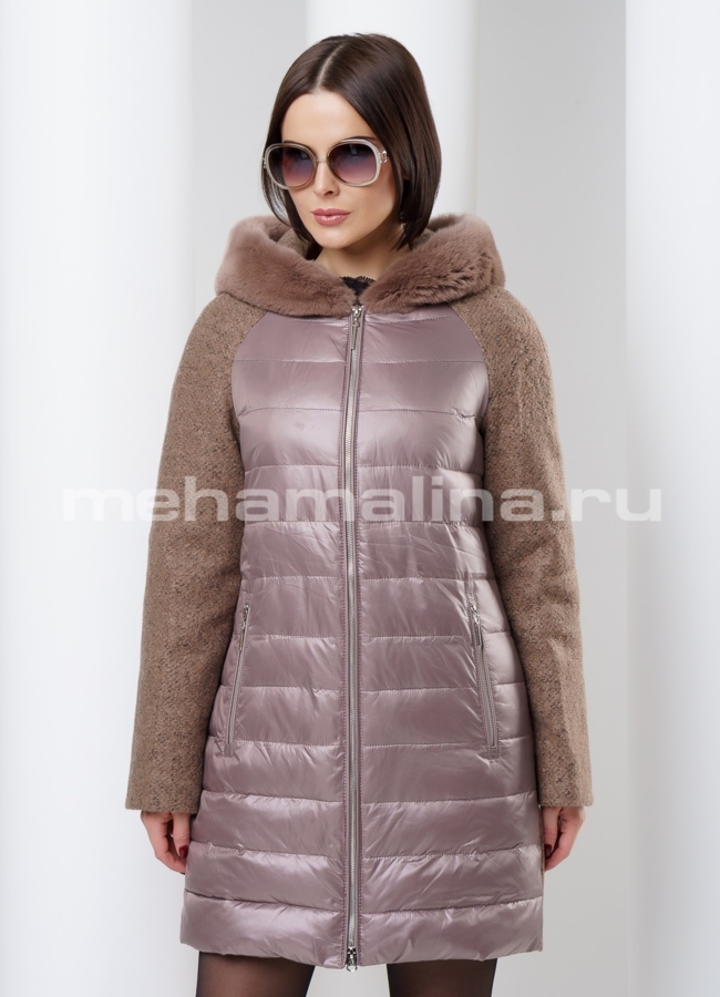 Пальто модель № П-94 меха малина