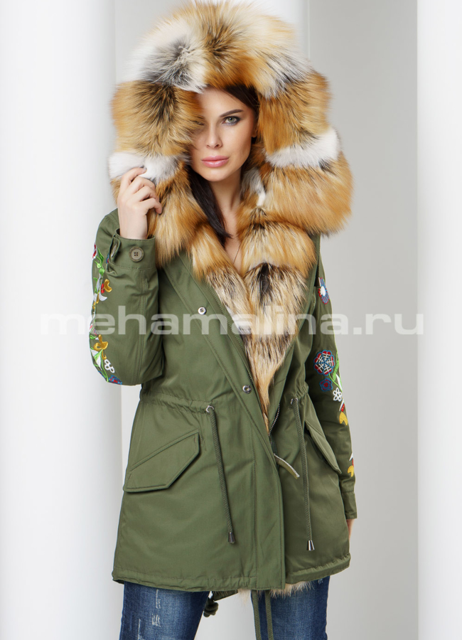 Парка с вышивкой  модель № П-212 универмаг малина