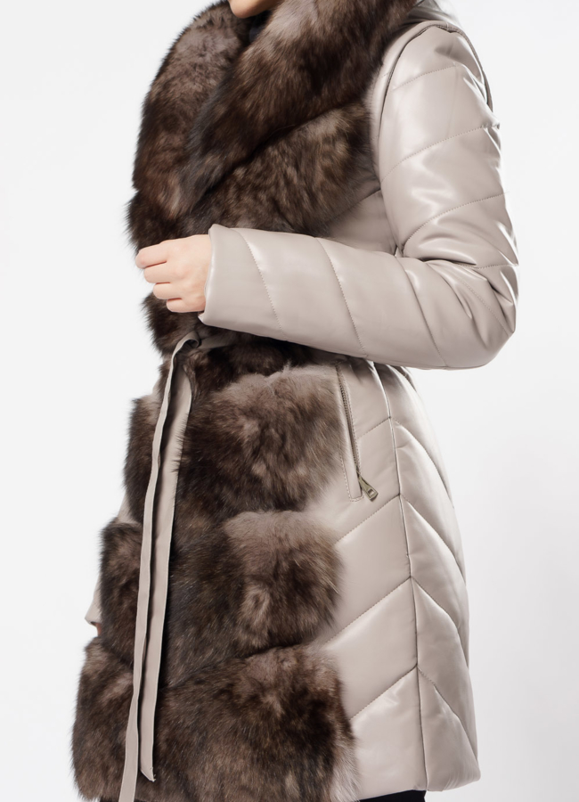 Пуховик-трансформер из эко кожи с капюшоном модель № 11750 универмаг малина