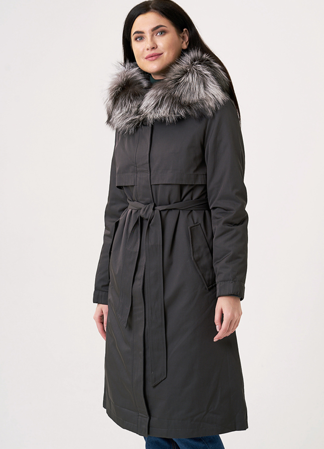 Женская парка со съемным мехом модель № 18089 универмаг малина