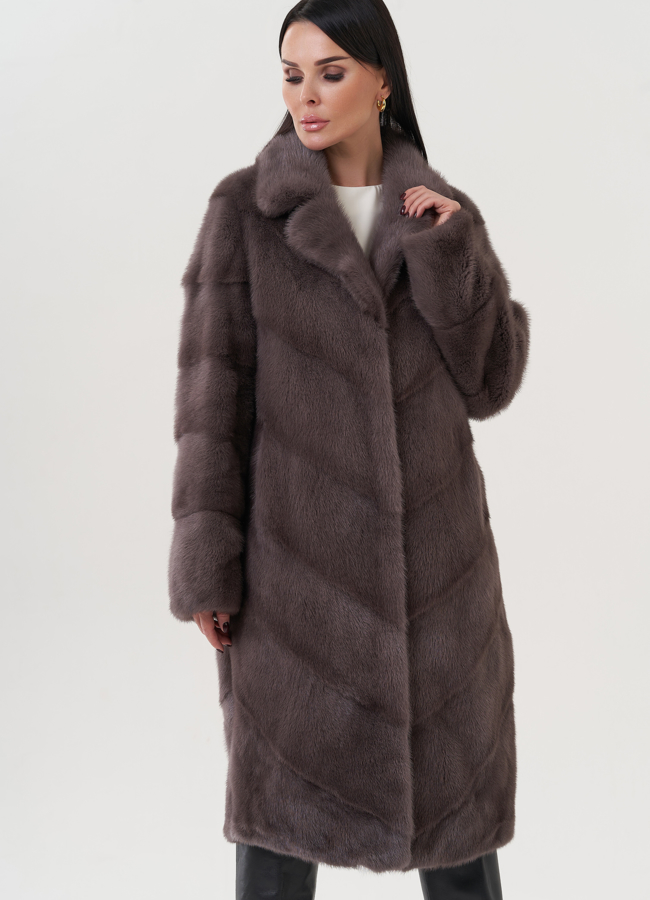 Норковая шуба с английским воротником  модель № 26018 в рассрочку