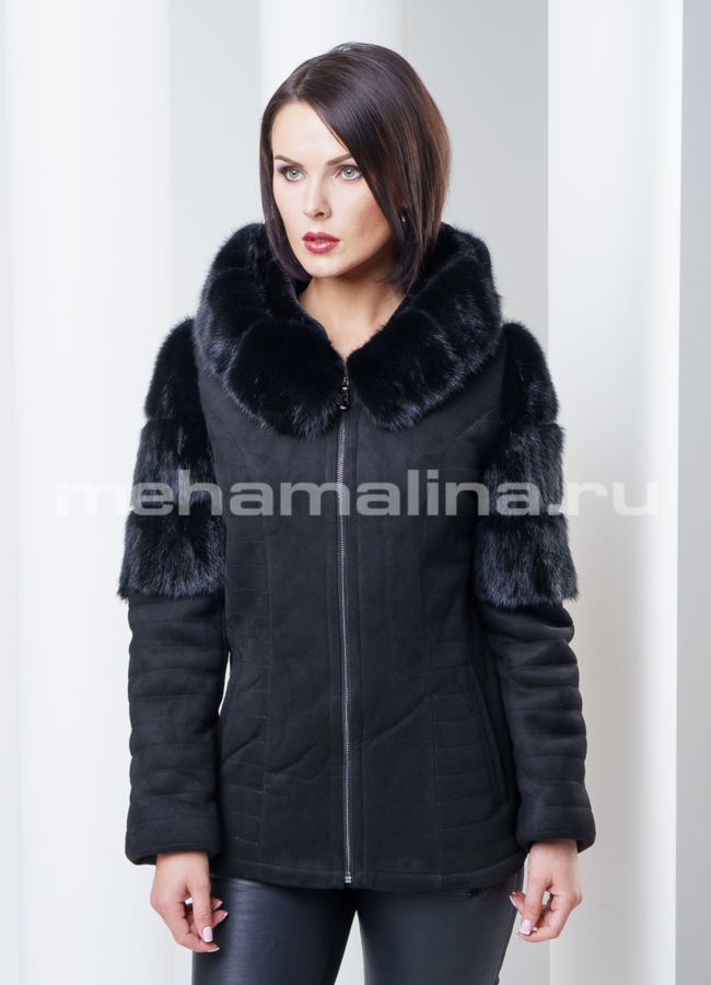 Дубленка с норковым оформлением модель № D-138 универмаг малина