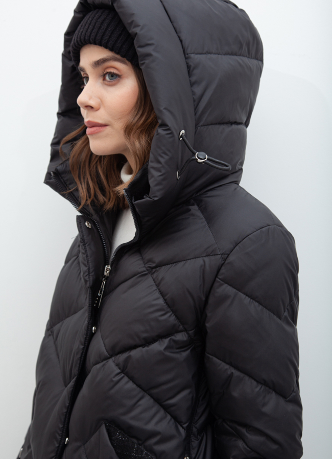 Пуховик женский в черном цвете модель № 21050 в кредит