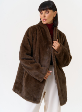 Женская шуба из эко меха с поясом Женская шуба из эко меха с поясом