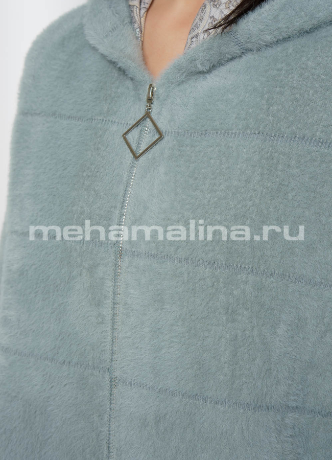 Пальто из микроворса с капюшоном на молнии модель № 1878 универмаг малина