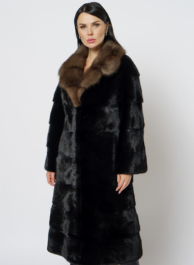 Шуба из норки с английским воротником