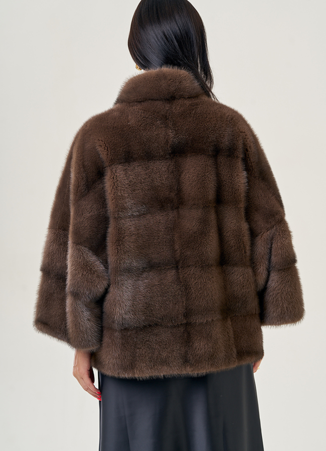 Шуба из норки с воротником стойка модель № 78770 в рассрочку