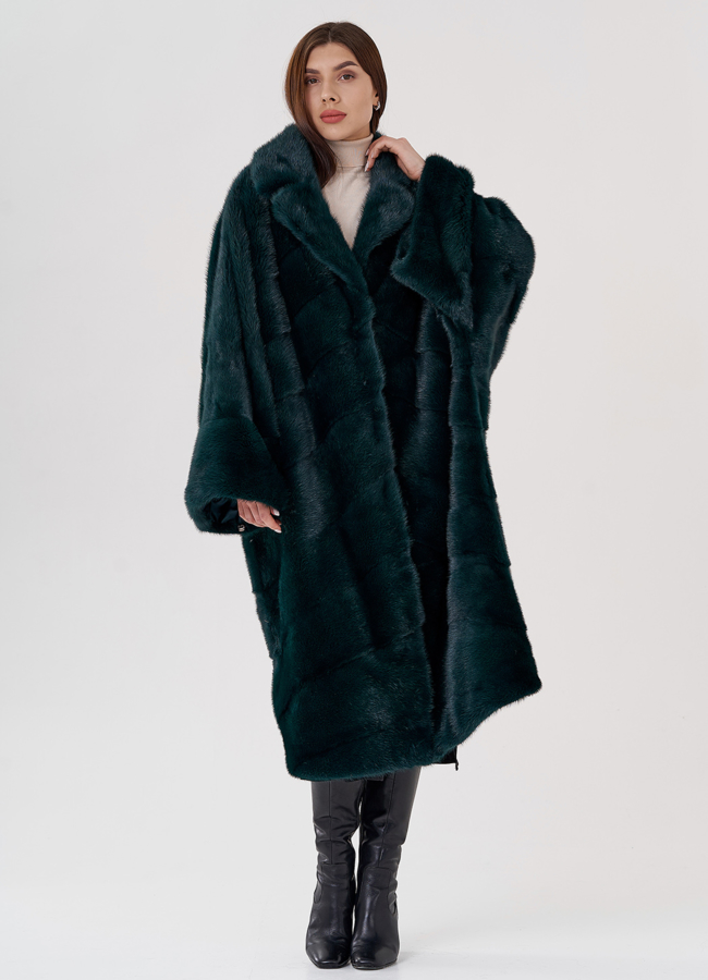 Шуба из норки с английским воротником  модель № 24222 универмаг малина