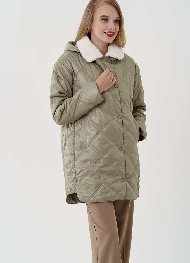 Женское полупальто в светло-зеленом цвете модель № 81216 в кредит