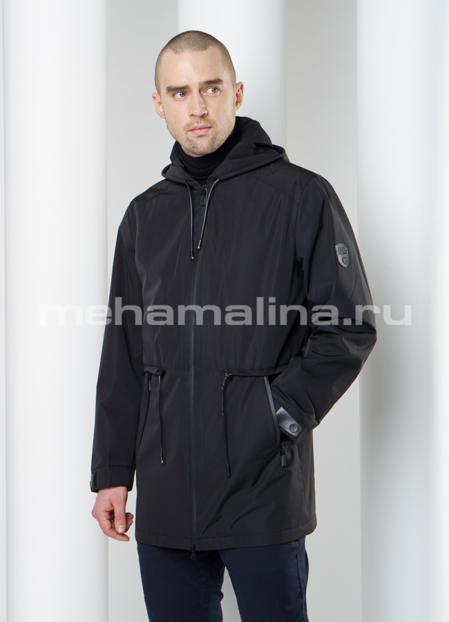 Мужская куртка с капюшоном модель № KP-204 меха малина