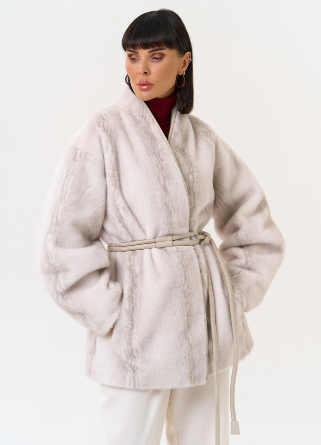 Светлая шуба из эко меха модель № 31523 в рассрочку Светлая шуба из эко меха модель № 31523 в рассрочку