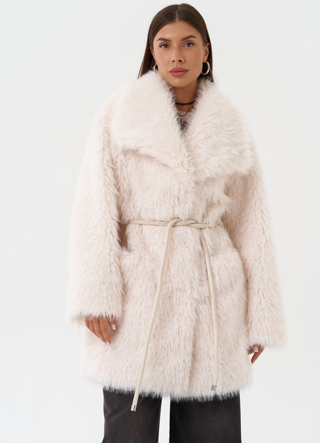 Шуба из эко меха под овчину модель № 28550 в рассрочку