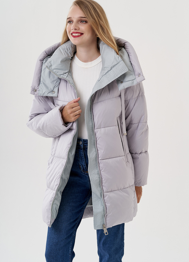 Женский пуховик с капюшоном  модель № 82047 универмаг малина
