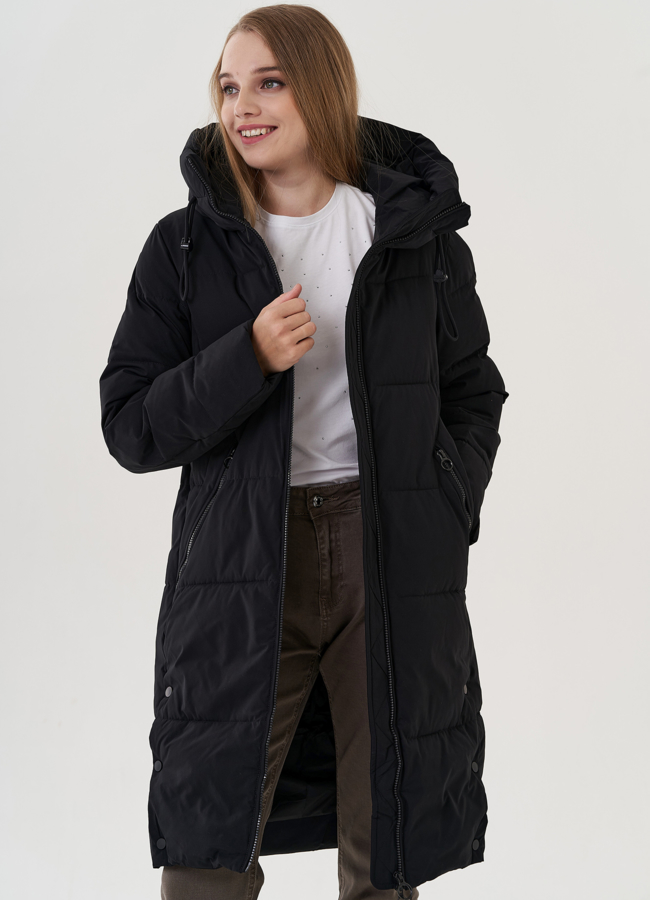 Женский пуховик с капюшоном  модель № 25719 универмаг малина