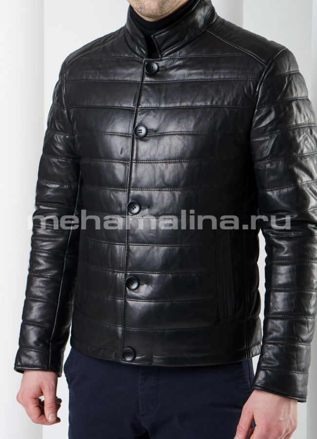 Кожаная куртка модель № KP-216 универмаг малина