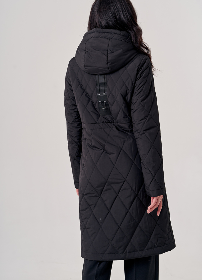 Полупальто женское черного цвета модель № 20602 в рассрочку