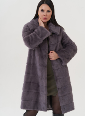 Шуба из норки с капюшоном 