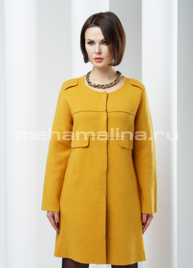 Пальто женское кашемир модель №  BP-2 меха малина