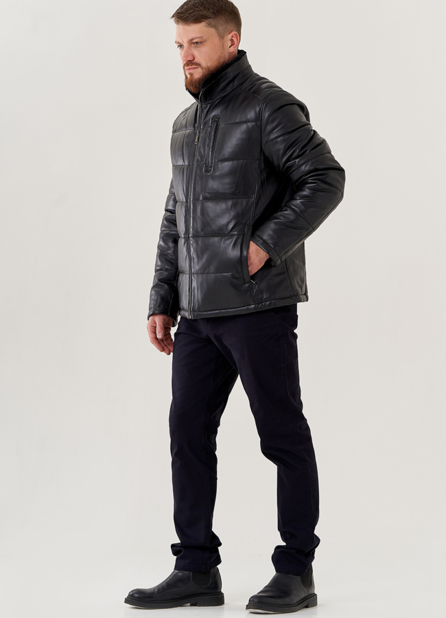 фото Куртка мужская из натуральной кожи со стойкой  модель № 79609