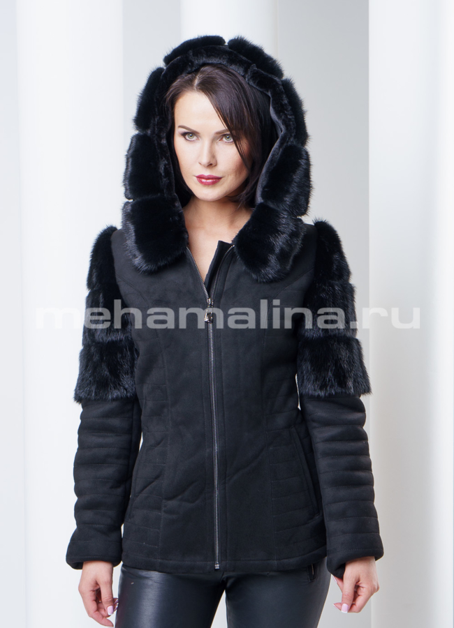 Дубленка с норковым оформлением модель № D-138 в кредит