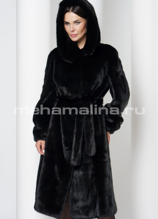 фото Норковая шуба с капюшоном модель № S-724