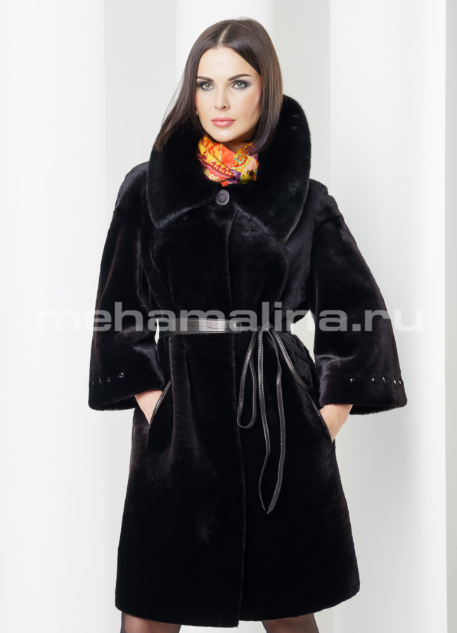 фото Шуба из мутона, цвет шоколад модель № S-426