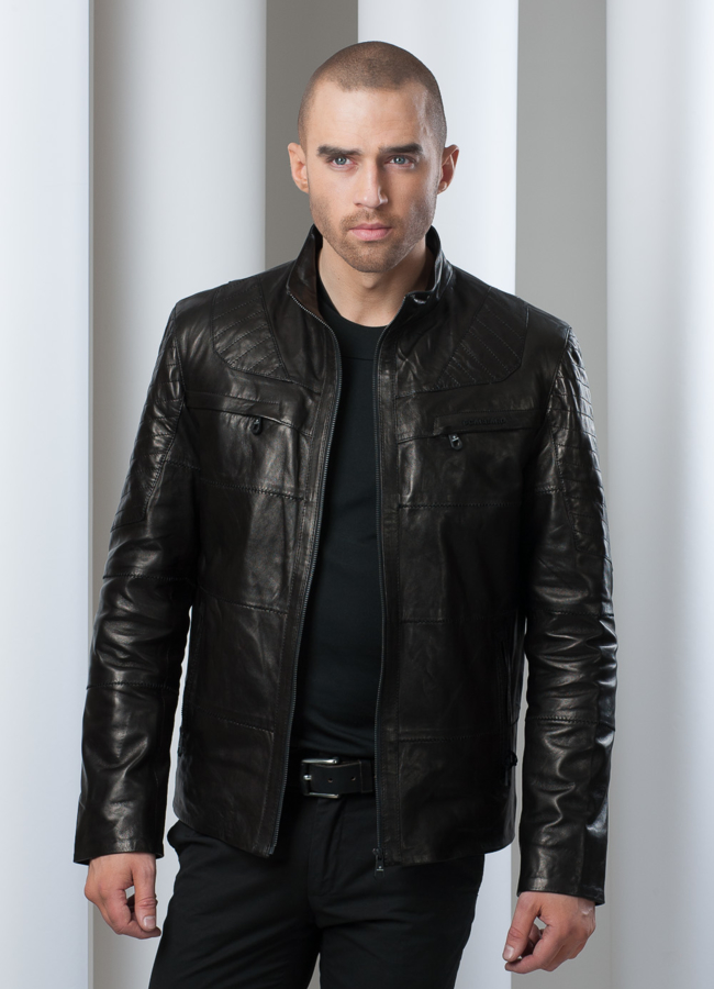 фото Кожаная куртка на молнии модель № KP-21