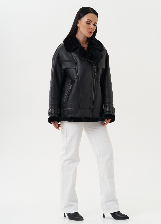 Женская натуральная дубленка модель № 28427 универмаг малина