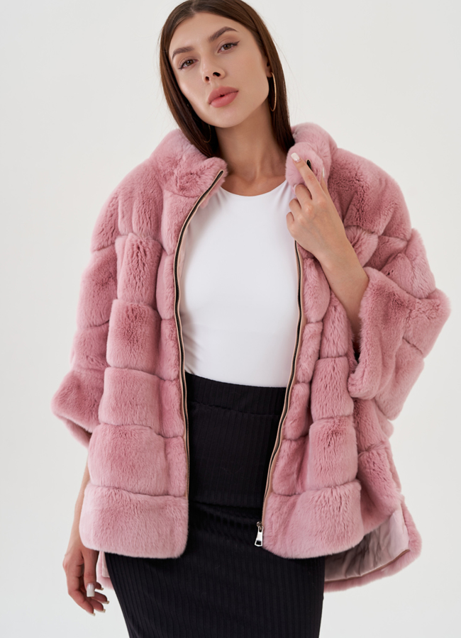 Свитер из меха кролика в розовом цвете модель № 81408 универмаг малина