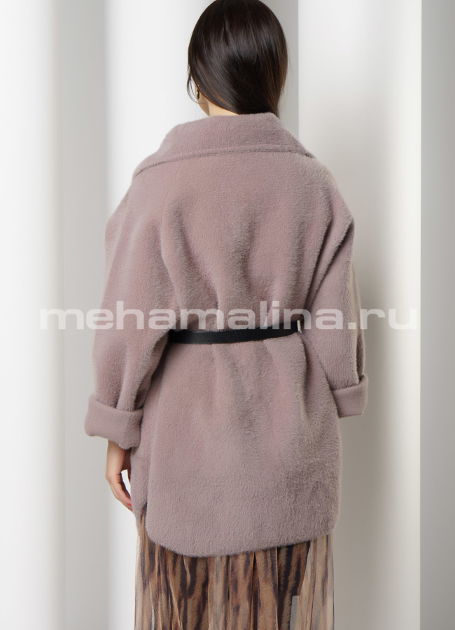 Пальто из микроворса с отложным воротником модель № 9826 в кредит